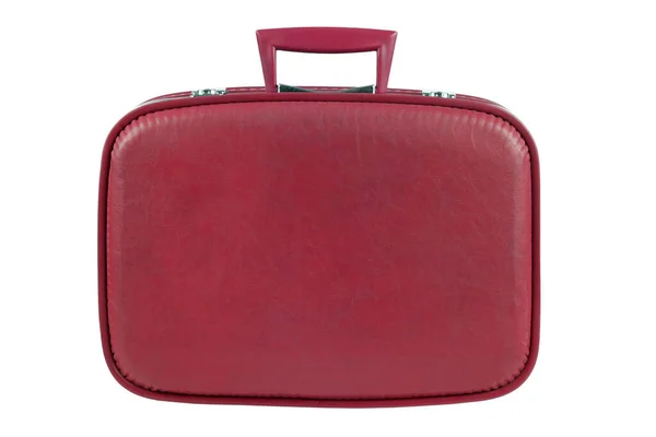 白い背景に分離したビンテージの赤いスーツケース — ストック写真