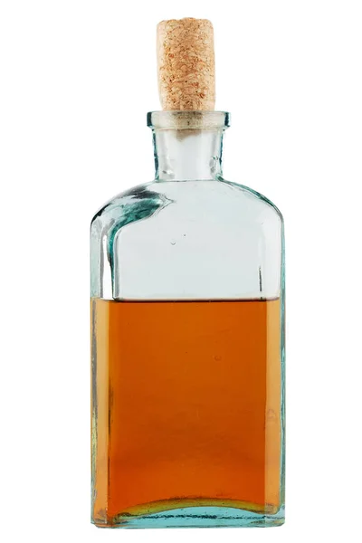 Oude West Whiskey Fles Geïsoleerd Witte Achtergrond — Stockfoto
