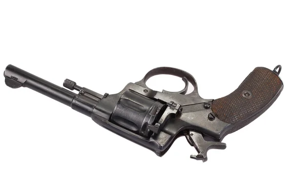 Cocked Russian Revolver Isolated White Background — Stock Fotó