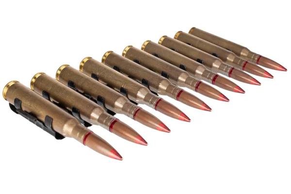 Ammunition Belt Cartridges Heavy Machine Gun Isolated White Background — Stock Photo, Image