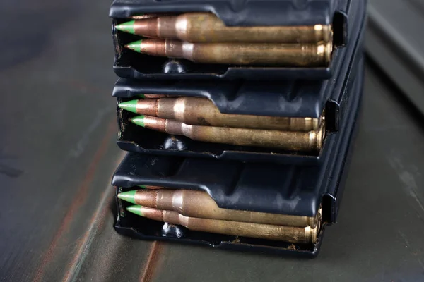 56X45Mm Cartridges Standard Lead Core Bullets Steel Penetrator Loaded Magazines — Stok fotoğraf