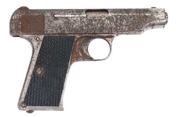Old Vintage Rusty Pistol Isolated White — Stock Photo, Image