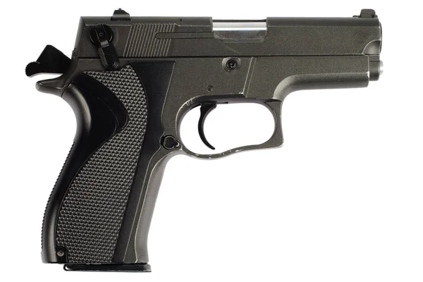 Cocked Semi Automatic Handgun White Background — Stock Photo, Image