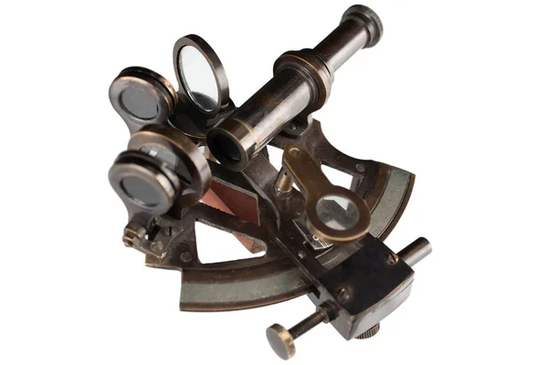 Antique Bronze Sextant Isolated White Background Royalty Free Stock Images