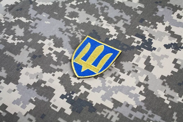 Kyiv Ukraine 2022年10月5日 ウクライナへのロシアの侵攻2022 ウクライナ軍司令官ウクライナ軍のチーフの制服肩袖の記章バッジカモフラージュ制服の背景 ストック画像