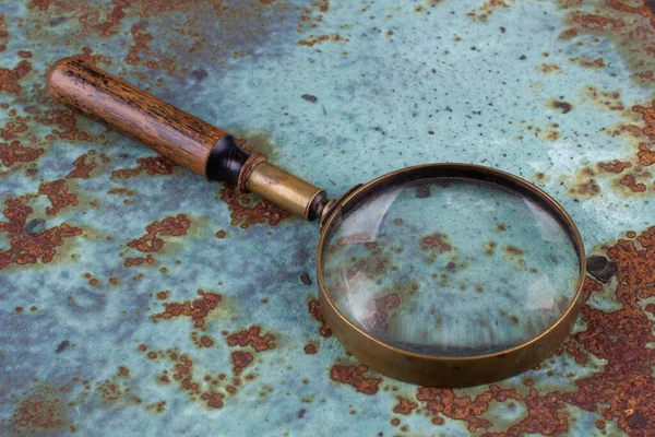 Vintage Magnifying Glass Rusty Metal Surface Coated Corrosion Royalty Free Stock Images