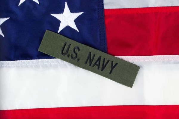 stock image U.S. Navy Branch Tape on national US flag background