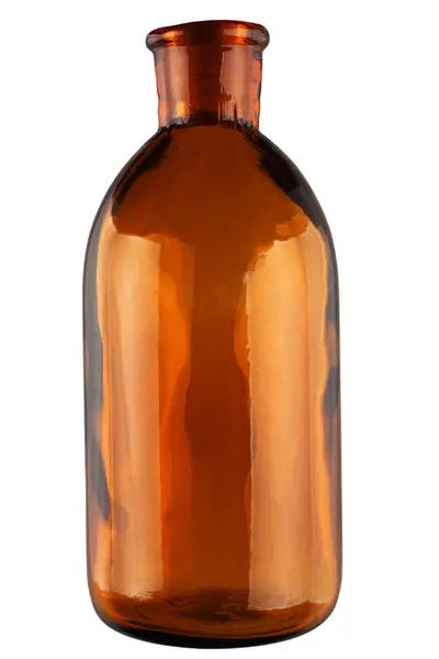 Botella Vintage Vidrio Marrón Boticario Aislado Sobre Fondo Blanco —  Fotos de Stock