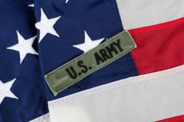 US ARMY Branch Tape on national USA flag background clipart