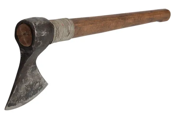 Antique Battle Axe Wooden Handle White Background Imagens Royalty-Free