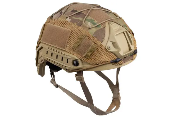Camouflaged Military Helmet Isolated White Background Royalty Free Stock Photos