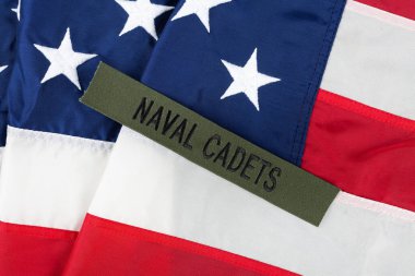 U.S. Naval Cadets Branch Tape on national USA flag background clipart