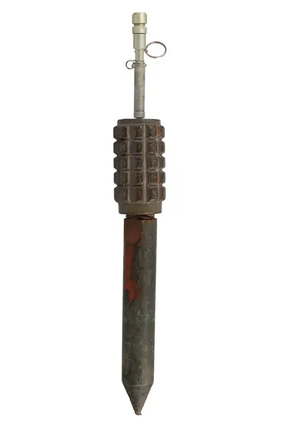 stock image The POMZ, POMZ-2 and POMZ-2M Soviet-made stake mounted anti-personnel fragmentation mine.