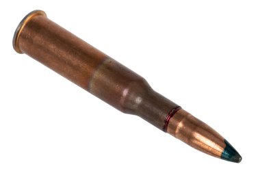 7.62x54R Mosin-Nagant tracer cartridge with green nose isolated on the white background clipart