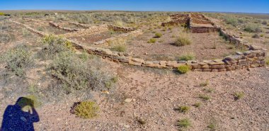 Puerco Pueblo kalıntıları Petrified Forest Ulusal Parkı Arizona 'da..