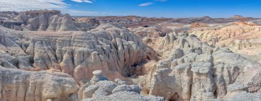 Petrified Forest Ulusal Parkı 'ndaki Mavi Orman Patikası boyunca aşınmış bir bölge..