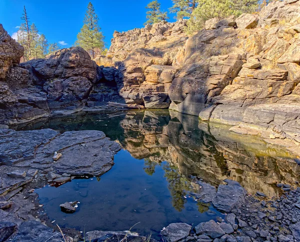 ポメロイタンクと呼ばれるシカモア滝の近くにあるいくつかの自然の池の一つ ウィリアムズ アリゾナ近くのカイバ国立森に位置する ストック画像