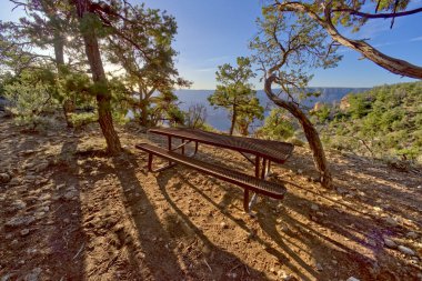 A lone picnic table just east of Shoshone Point at Grand Canyon Arizona. Public Park, no property release needed. clipart