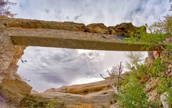 Широкоугольный Вид Снизу Моста Агейт Национальном Парке Петрифицированный Лес Аризона — стоковое фото