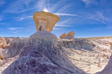 Slabs of stone along the Red Basin Trail called the Tabletops at Petrified Forest National Park Arizona.