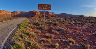 The south entry sign for Valley of the Gods off of Highway 261 in Utah. Located northwest of Monument Valley and Mexican Hat. clipart