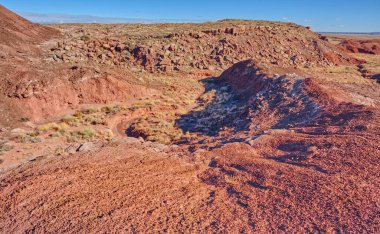 Petrified Forest Ulusal Parkı Arizona 'daki Ölü Yıkama' ya giden isimsiz bir kanyon..