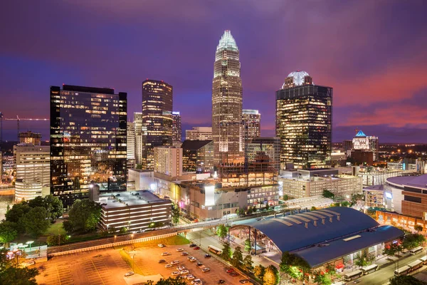 Charlotte Carolina Del Norte Estados Unidos Skyline Desde Arriba Atardecer — Foto de Stock