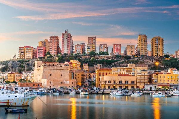 Porto Empedocle Szicília Olaszország Vízen Alkonyatkor — Stock Fotó