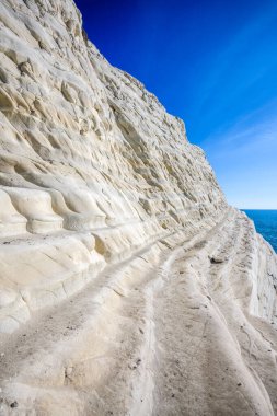 Agrigento, Sicilya, İtalya 'daki Türklerin Basamakları' nın kayalıkları.