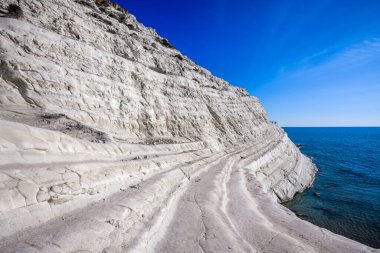 Agrigento, Sicilya, İtalya 'daki Türklerin Basamakları' nın kayalıkları.