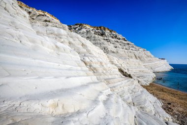 Agrigento, Sicilya, İtalya 'daki Türklerin Basamakları' nın kayalıkları.