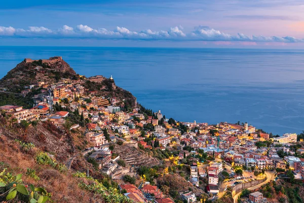 Taormina Sicilië Italië Schemering — Stockfoto