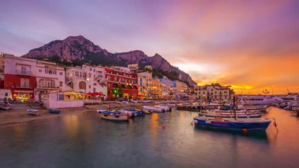 Capri Italy Marina Grande Dusk Till Night — Stock video