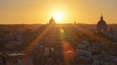 Rome, Italy historic city skyline with basilicas from dusk till night.