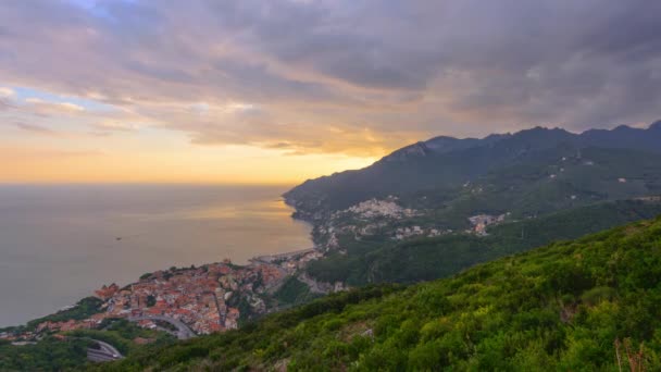 Vietri Sul Mare Italia Ciudad Skyline Costa Amalfi Atardecer — Vídeos de Stock