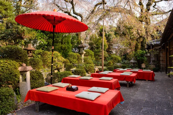 Outdoor Japanese-style dining on the patio.