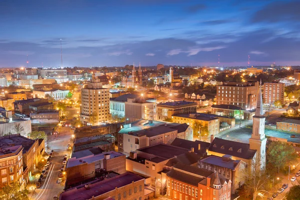 黄昏时分 佐治亚州麦肯市 美国市中心的天际线 — 图库照片