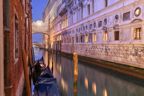 Puente Los Suspiros Venecia Italia Amanecer Sobre Río Palazzo Con — Foto de Stock