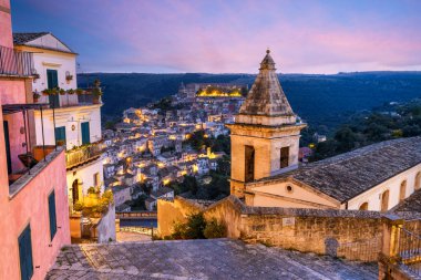 Santa Maria delle Scale in Ragusa, Sicily, Italy at dusk.