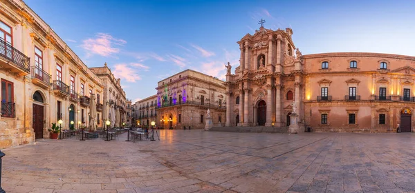 Syracuse Sicily Historic Plaza Cathedral Dawn — Stock Photo, Image