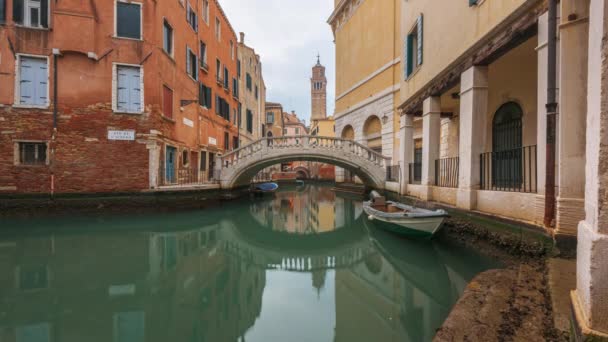 Venedig Italien Kanäle Und Brücken Der Dämmerung — Stockvideo