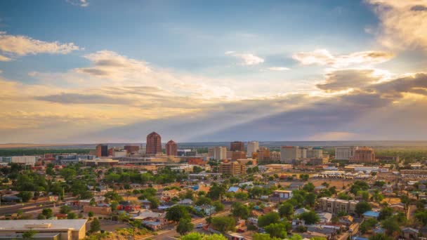 Albuquerque New Mexico Usa Stadtbild Der Abenddämmerung — Stockvideo