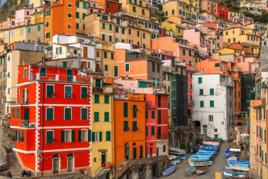 Riomaggiore, Italy townscape in the Cinque Terre Region.