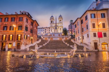 Spanish Steps in Rome, Italy in the early morning.