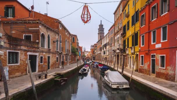 Βενετία Ιταλία Cityscape Πάνω Από Κανάλια Στο Λυκόφως Χριστουγεννιάτικα Φώτα — Αρχείο Βίντεο