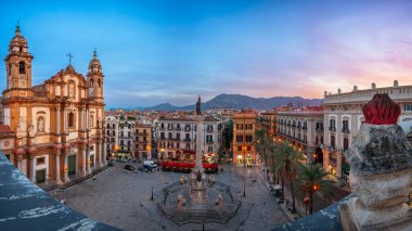 Palermo, Italy Overlooking Piazza San Domenico at dusk.