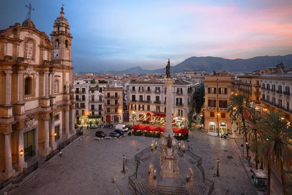 Palermo Italië Uitzicht Piazza San Domenico Schemering — Stockfoto