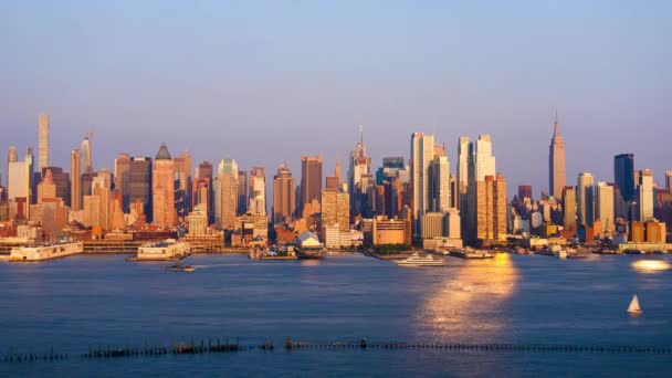 New York New York City Skyline Manhattan Hudson River — Stockvideo