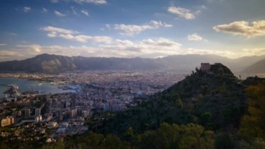 Palermo, Italy skyline overlooking the port in the afternoon.