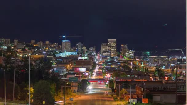 Tacoma Washington Usa Skyline Bei Nacht — Stockvideo